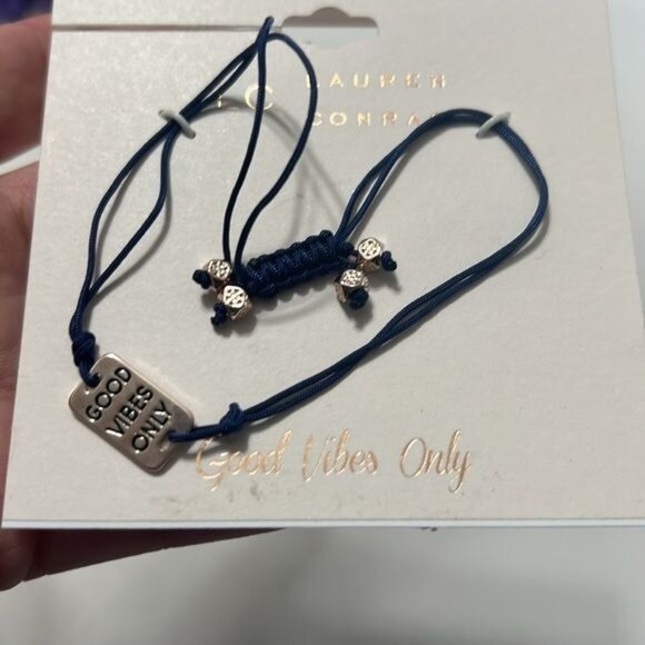 Lauren Conrad Good Vibes Only Adjustable Navy Cord Bracelet - Picture 2 of 3